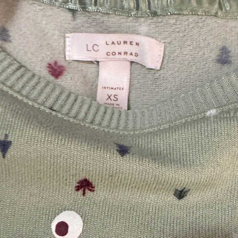 LC Lauren Conrad - Holiday Pajamas - Green with Multicolor Accents - XS or S - Picture 2 of 3